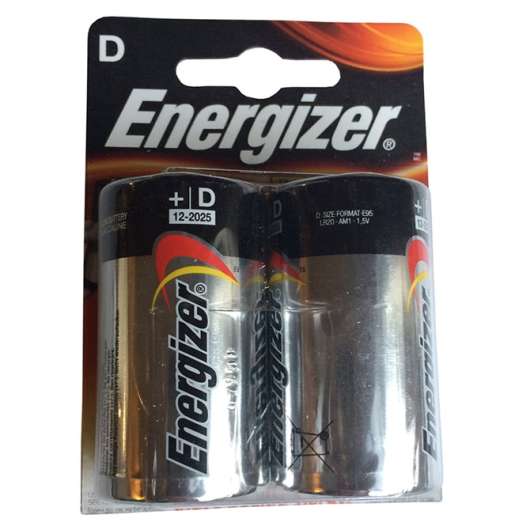 Batteri D eller LR20, Alkaliska, 1,5V, 2-pack