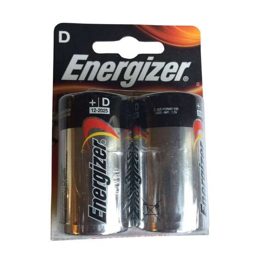 Energizer Batteri D eller LR20, Alkaliska 1,5V 2-Pack