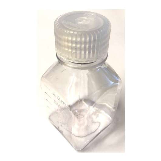 Flaska 60 ml klar fyrkantig med vit kork
