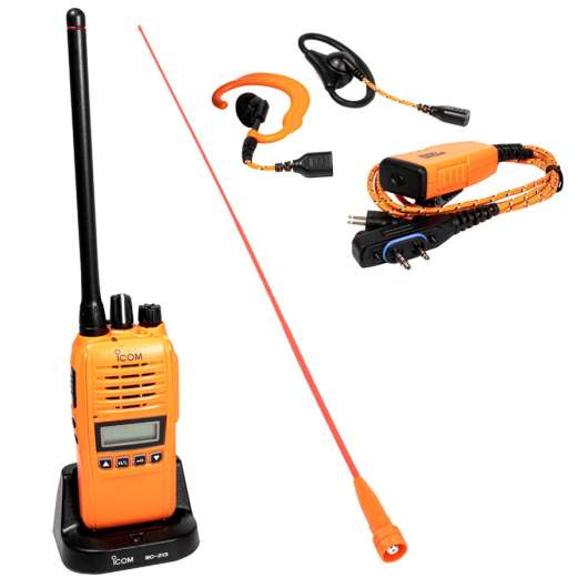 ICOM ProHunt Basic 2 jaktradiopaket Orange. Radio+headset+lång antenn