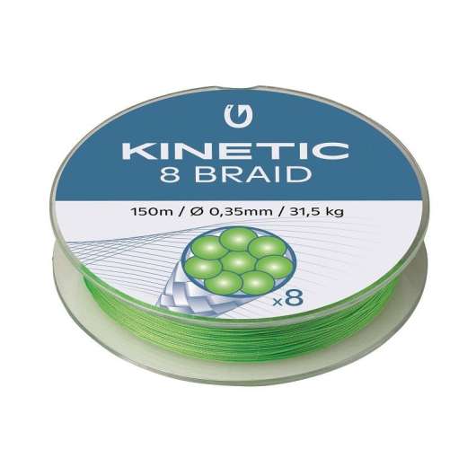 Kinetic 8 Braid 150m 0,12mm/9,6kg Fluo Green - Fiskelina