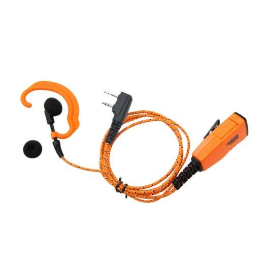 ProEquip PRO-P610L Headset med tygkablar, orange robust mik/PTT och C-Mussla