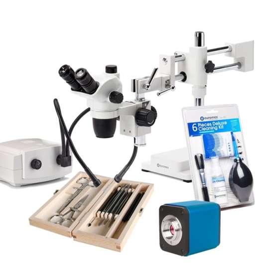 Stereomikroskop/fotopaket Zoom - stereolupp för provanalys eller disektion